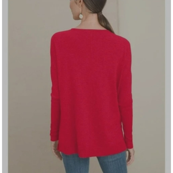 Chicos Center Seam Pullover Sweater Large / 2 Red Cashmere Blend Festive Holiday - Picture 7 of 10